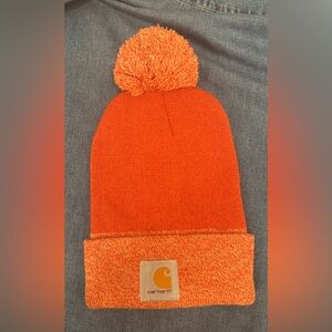 Carhartt Orange Knit Pom-Pom Beanie